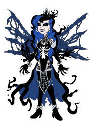 Size: 2551x3508 | Tagged: safe, artist:edcom02, artist:jmkplover, character:nightmare moon, character:princess luna, character:vice principal luna, species:human, my little pony:equestria girls, crossover, female, humanized, simple background, solo, spider-man, spiders and magic iv: the fall of spider-mane, spiders and magic: rise of spider-mane, symbiote, transparent background, venom, venom luna, vice principal luna