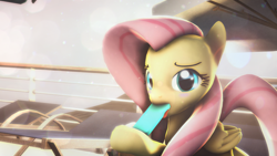 Size: 1920x1080 | Tagged: safe, artist:star-lightstarbright, character:fluttershy, 3d, female, food, ice cream, popsicle, sea salt ice cream, solo