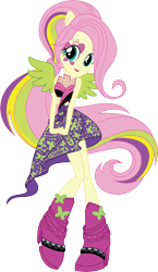Size: 9183x15802 | Tagged: safe, artist:sugar-loop, character:fluttershy, equestria girls:rainbow rocks, g4, my little pony: equestria girls, my little pony:equestria girls, .ai available, .svg available, absurd resolution, alternative cutie mark placement, box art, clothing, cute, dress, female, pony ears, simple background, smiling, solo, transparent background, vector