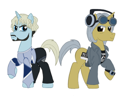 Size: 3414x2619 | Tagged: safe, artist:edcom02, artist:jmkplover, species:pony, species:unicorn, avengers: age of ultron, crossover, duality, duo, marvel, ponified, quicksilver (marvel comics), simple background, transparent background, x-men