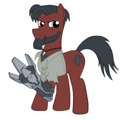 Size: 3003x2848 | Tagged: safe, artist:edcom02, artist:jmkplover, amputee, avengers: age of ultron, klaw, ponified, prosthetic limb, prosthetics, simple background, solo, transparent background, ulysses klaue
