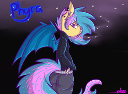 Size: 3000x2210 | Tagged: safe, artist:ashee, oc, oc only, oc:phyra, species:anthro, species:bat pony, cigarette, clothing, piercing, smoking, solo