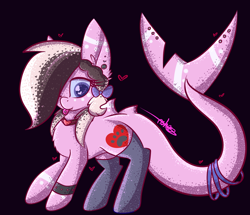 Size: 2642x2269 | Tagged: safe, artist:ashee, oc, oc only, oc:ashee, bracelet, clothing, jewelry, necklace, original species, piercing, shark, shark pony, socks, solo, tongue out, tongue piercing