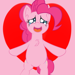 Size: 500x500 | Tagged: safe, artist:yakoshi, character:pinkie pie, chest fluff, female, open mouth, solo