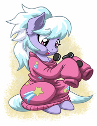 Size: 1275x1650 | Tagged: safe, artist:latecustomer, character:cloudchaser, species:pegasus, species:pony, g4, clothing, cookie, cute, cutechaser, eating, female, food, mare, oreo, oversized clothes, puffy cheeks, solo, sweater