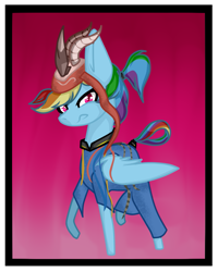 Size: 721x901 | Tagged: safe, artist:xxmissteaxx, character:rainbow dash, clothing, female, shaman, solo, tengriism