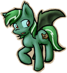 Size: 639x693 | Tagged: safe, artist:zutcha, oc, oc only, oc:lonely day, species:bat pony, species:pony, bat pony oc, bat wings, cutie mark, fangs, female, hooves, mare, open mouth, ponies after people, race swap, simple background, solo, spread wings, transparent background, wings
