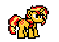 Size: 204x147 | Tagged: safe, artist:mega-poneo, character:sunset shimmer, species:pony, female, megaman, megapony, pixel art, simple background, solo, sprite, transparent background