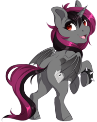 Size: 400x500 | Tagged: safe, artist:silentwulv, oc, oc only, species:alicorn, species:pony, alicorn oc, bat wings, looking back, simple background, solo, transparent background