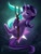 Size: 975x1280 | Tagged: safe, artist:silentwulv, character:starlight glimmer, species:pony, species:unicorn, g4, cutie mark background, eyebrows, female, floppy ears, mare, s5 starlight, smiling, solo, staff, staff of sameness, three quarter view