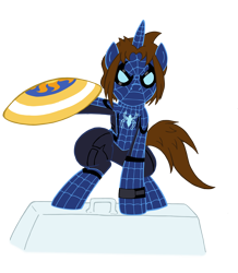 Size: 2382x2736 | Tagged: safe, artist:edcom02, artist:jmkplover, character:princess luna, species:pony, species:unicorn, fanfic, fanfic art, female, marvel, marvel comics, peter parker, ponified, shield, solo, spider-knight, spider-man, spiders and magic: rise of spider-mane
