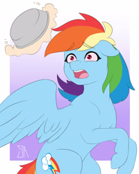 Size: 1280x1600 | Tagged: safe, artist:souladdicted, character:rainbow dash, dismay, dread, female, food, pie, pied, solo, terror