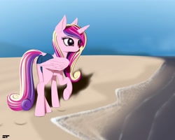 Size: 6000x4800 | Tagged: safe, artist:styroponyworks, character:princess cadance, species:alicorn, species:pony, absurd resolution, beach, clothing, daisy dukes, dock, female, plot, shorts, solo