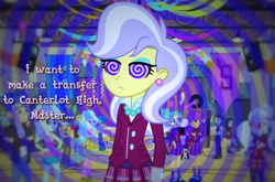 Size: 1150x760 | Tagged: safe, artist:snakeythingy, character:upper crust, my little pony:equestria girls, clothing, crystal prep academy uniform, hypnosis, hypnotized, master, school uniform, solo focus, swirly eyes, text