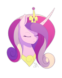 Size: 2400x3000 | Tagged: safe, artist:souladdicted, character:princess cadance, crown, curved horn, eyes closed, female, jewelry, regalia, simple background, solo
