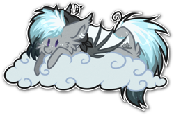 Size: 556x369 | Tagged: safe, artist:tenebristayga, oc, oc only, oc:stormy nights, species:bat pony, species:pony, beanie, clothing, cloud, cute, hat, simple background, solo, transparent background