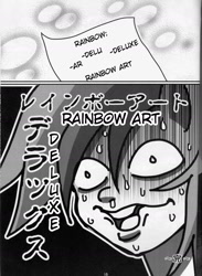 Size: 1280x1752 | Tagged: safe, artist:k-nattoh, character:rainbow dash, comic:many many pony, comic, doujin, female, grimdark series, grotesque series, many many pony, monochrome, solo, translation