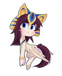 Size: 800x977 | Tagged: safe, artist:riouku, oc, oc only, oc:nawa, species:pegasus, species:pony, blushing, bracelet, colored pupils, egyptian, female, headdress, jewelry, mare, simple background, solo, transparent background, wing fluff