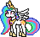 Size: 141x132 | Tagged: safe, artist:mega-poneo, character:princess celestia, species:pony, female, mare, megaman, megapony, pixel art, simple background, solo, sprite, transparent background