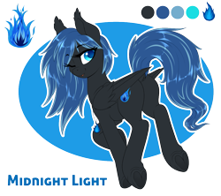 Size: 1013x900 | Tagged: safe, artist:silkensaddle, oc, oc only, oc:midnight light, species:pegasus, species:pony, folded wings, jewelry, necklace, one eye closed, raised tail, reference sheet, solo, tail, underhoof, wink