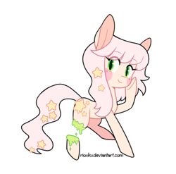 Size: 400x395 | Tagged: safe, artist:riouku, oc, oc only, oc:star streak, species:earth pony, species:pony, blushing, cute, female, mare, simple background, smiling, solo