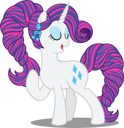 Size: 6389x6562 | Tagged: safe, artist:sugar-loop, character:rarity, species:pony, species:unicorn, absurd resolution, alternate hairstyle, eyes closed, female, mare, open mouth, simple background, smiling, solo, transparent background