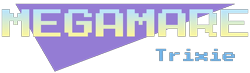 Size: 640x188 | Tagged: safe, artist:mega-poneo, character:trixie, species:pony, species:unicorn, female, logo, mare, megaman, megamare, pixel art, simple background, solo, transparent background, video game