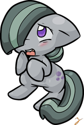 Size: 883x1316 | Tagged: safe, artist:zutcha, character:marble pie, blushing, female, open mouth, rearing, simple background, solo, transparent background