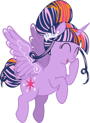 Size: 5937x8062 | Tagged: safe, artist:sugar-loop, character:twilight sparkle, character:twilight sparkle (alicorn), species:alicorn, species:pony, absurd resolution, alternate hairstyle, eyes closed, female, mare, open mouth, simple background, smiling, solo, transparent background