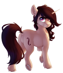 Size: 767x900 | Tagged: safe, artist:silentwulv, oc, oc only, oc:hazel, species:pony, species:unicorn, female, looking at you, looking back, mare, rear view, simple background, smiling, solo, transparent background