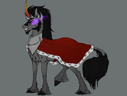 Size: 800x600 | Tagged: safe, artist:dementra369, character:king sombra, species:classical unicorn, species:pony, species:unicorn, beard, cape, chest fluff, clothing, cloven hooves, crown, dark magic, facial hair, handsome, jewelry, leonine tail, magic, male, regalia, simple background, solo, sombra eyes, stallion, stupid sexy sombra, teeth, unshorn fetlocks