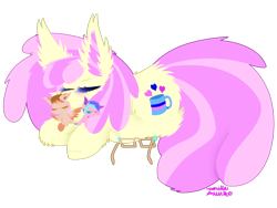 Size: 1280x960 | Tagged: safe, artist:vanillaswirl6, oc, oc only, oc:cerulean bird, oc:cobalt blast, oc:vanilla swirl, species:earth pony, species:pegasus, species:pony, species:unicorn, :o, babies, baby, baby ponies, baby pony, behaving like a cat, behaving like a dog, big ears, blep, blushing, chest fluff, children, colored eyelashes, colt, cute, dawwww, ear fluff, eyes closed, family, female, filly, fluffy, glasses, grooming, impossibly large ears, licking, lying down, male, markings, mother, open mouth, prone, size difference, small horn, spots, tongue out, trio, vanillaswirl6 is trying to murder us