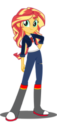 Size: 1009x2209 | Tagged: safe, artist:trungtranhaitrung, character:sunset shimmer, my little pony:equestria girls, checkered background, clothing, female, low quality, lowres, new outfit, pants, simple background, solo, transparent background