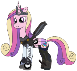 Size: 1811x1661 | Tagged: safe, artist:supahdonarudo, character:princess cadance, species:pony, barricade, clothing, cosplay, costume, decepticon, female, simple background, solo, transformers, transparent background, vector