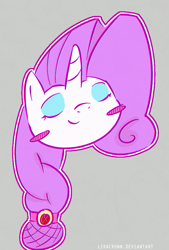 Size: 627x928 | Tagged: safe, artist:liracrown, character:rarity, species:pony, species:unicorn, alternate hairstyle, blushing, disembodied head, female, gray background, head, simple background, smiling, solo