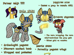 Size: 1028x768 | Tagged: safe, artist:snakeythingy, oc, oc only, oc:gold wing, species:pony, backstory, beetle, blindfold, hypnosis, hypnotized, mummification, mummy, possessed, slit eyes, story included, swirly eyes, wrapped up, wrapping