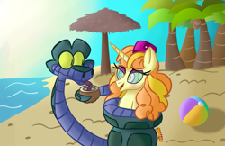 Size: 1099x710 | Tagged: safe, artist:snakeythingy, character:tropical dream, species:pony, bendy straw, blushing, coconut, coils, drinking straw, food, happy, kaa, kaa eyes, mind control, peril, smiling, swirly eyes, tropical