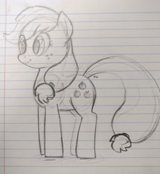 Size: 2456x2672 | Tagged: safe, artist:tex, character:applejack, species:pony, female, lined paper, pencil drawing, sketch, solo, traditional art