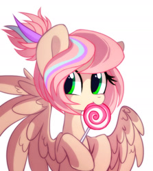 Size: 1889x2116 | Tagged: safe, artist:mirtash, rcf community, oc, oc only, oc:sweet skies, species:pegasus, species:pony, candy, food, lollipop, solo, ych result