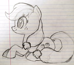 Size: 2500x2220 | Tagged: safe, artist:tex, character:applejack, species:earth pony, species:pony, female, lined paper, mare, pencil drawing, sketch, solo, traditional art