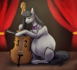 Size: 1280x1155 | Tagged: safe, artist:nsfwbonbon, character:octavia melody, species:earth pony, species:pony, belly, cello, explicit source, female, mare, musical instrument, pregnant, solo, stage
