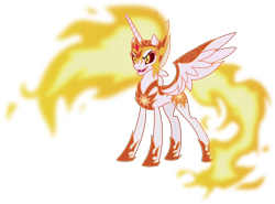 Size: 6000x4439 | Tagged: safe, artist:magister39, character:daybreaker, character:princess celestia, species:alicorn, species:pony, episode:a royal problem, g4, my little pony: friendship is magic, absurd resolution, evil, female, mane of fire, mare, simple background, smiling, solo, transparent background, vector