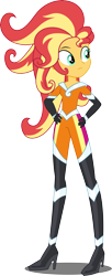 Size: 2999x7366 | Tagged: safe, alternate version, artist:sugar-loop, character:mane-iac, character:sunset shimmer, equestria girls:movie magic, g4, my little pony: equestria girls, my little pony:equestria girls, spoiler:eqg specials, absurd resolution, boots, clothing, cosplay, costume, electric boogaloo, female, hand on hip, high heel boots, simple background, solo, transparent background, vector