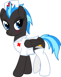 Size: 4000x5021 | Tagged: safe, artist:waveywaves, oc, oc only, oc:nimbus, species:pegasus, species:pony, absurd resolution, nurse outfit, rule 63, simple background, solo, transparent background, vector