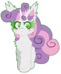 Size: 1326x1616 | Tagged: safe, artist:vanillaswirl6, derpibooru original, character:sweetie belle, species:pony, species:unicorn, 30 minute art challenge, :<, blushing, cheek fluff, chest fluff, colored eyelashes, cute, dawwww, diasweetes, ear fluff, female, filly, fluffy, looking at you, no pupils, outline, photoshop, simple background, solo, transparent background, vanillaswirl6 is trying to murder us