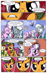 Size: 2030x3130 | Tagged: safe, artist:sirzi, character:apple bloom, character:diamond tiara, character:scootaloo, character:silver spoon, character:sweetie belle, species:pegasus, species:pony, comic:talisman for a pony, angry, back to the future, bully, bullying, comic, cutie mark crusaders, filly guides, talisman