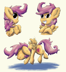 Size: 6184x6745 | Tagged: safe, artist:firefanatic, character:scootaloo, species:pegasus, species:pony, absurd resolution, cute, cutealoo, female, filly, fluffy, messy mane, scootaloo can't fly, scrunchy face, smiling, solo, struggling