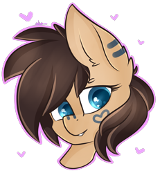 Size: 1634x1771 | Tagged: safe, artist:ashee, oc, oc only, oc:kuri, species:pegasus, species:pony, ear piercing, heart, piercing, simple background, solo, transparent background