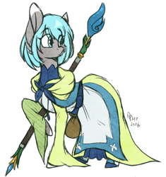 Size: 500x533 | Tagged: safe, artist:tenebristayga, species:pony, anime, bag, clothing, cute, gate (anime), lelei la lalena, mage, ponified, robe, simple background, solo, staff, transparent background, wizard