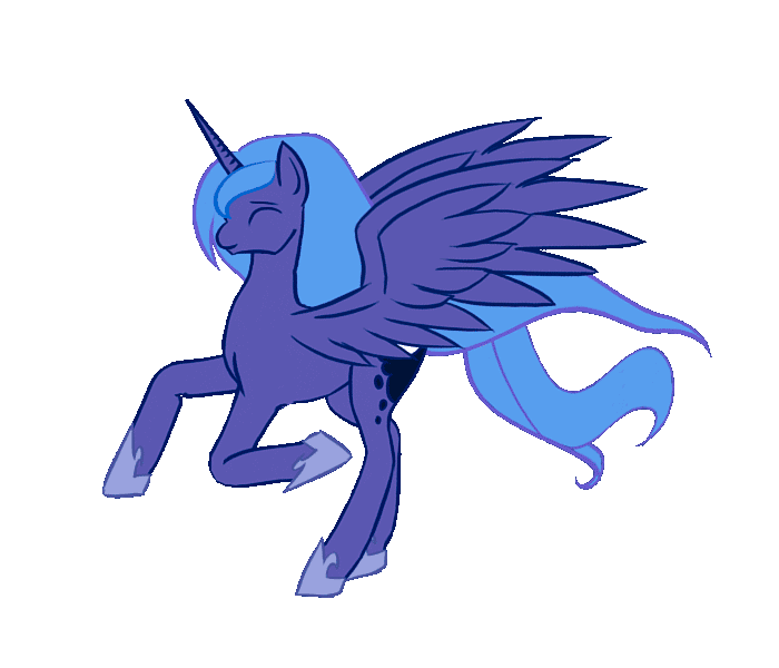 Size: 700x600 | Tagged: safe, artist:eqamrd, character:princess luna, species:alicorn, species:pony, animated, cute, dumb running ponies, eyes closed, female, galloping, gif, happy, horses doing horse things, lunabetes, majestic, majestic as fuck, mare, missing accessory, running, s1 luna, simple background, smiling, smooth animation, solo, spread wings, sweet dreams fuel, transparent background, walk cycle, walking, windswept mane, wings